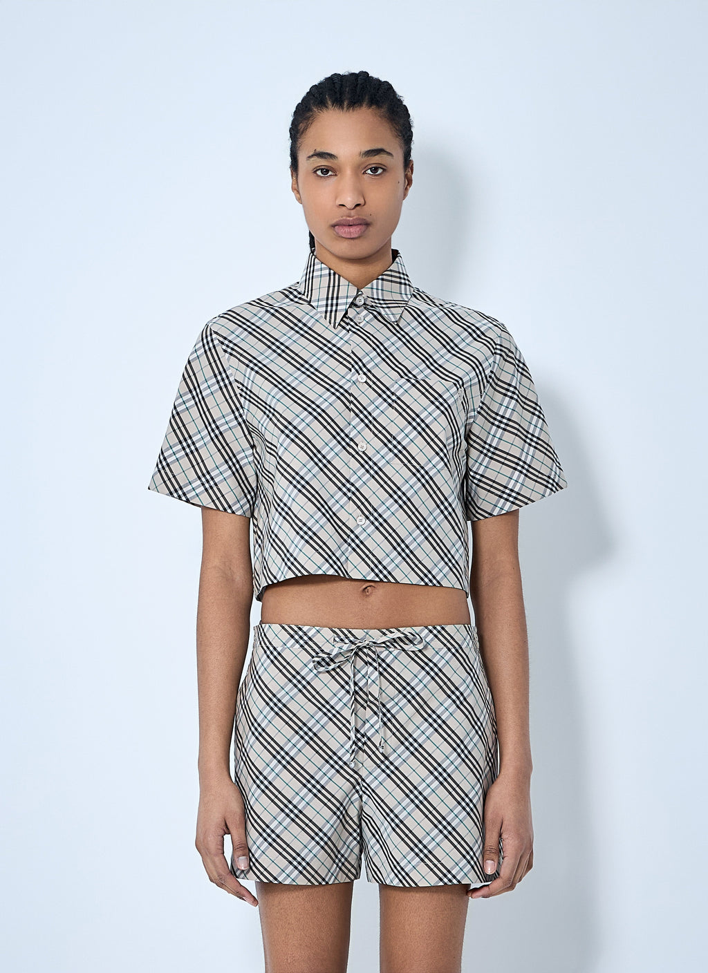 Women Crop Check Shirt