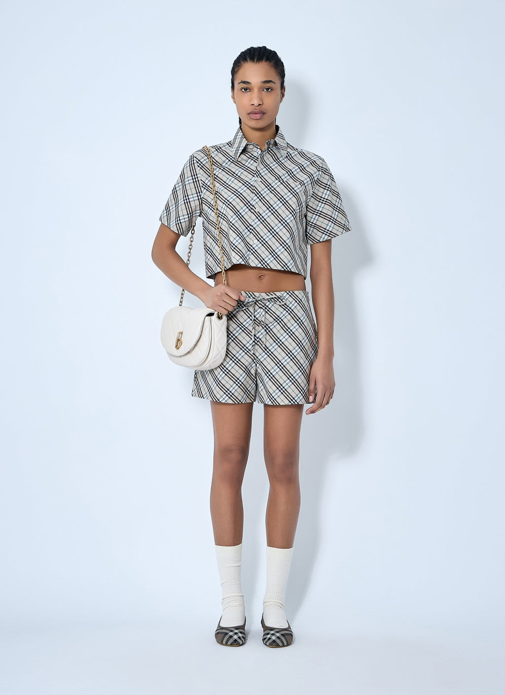 Women Crop Check Shirt