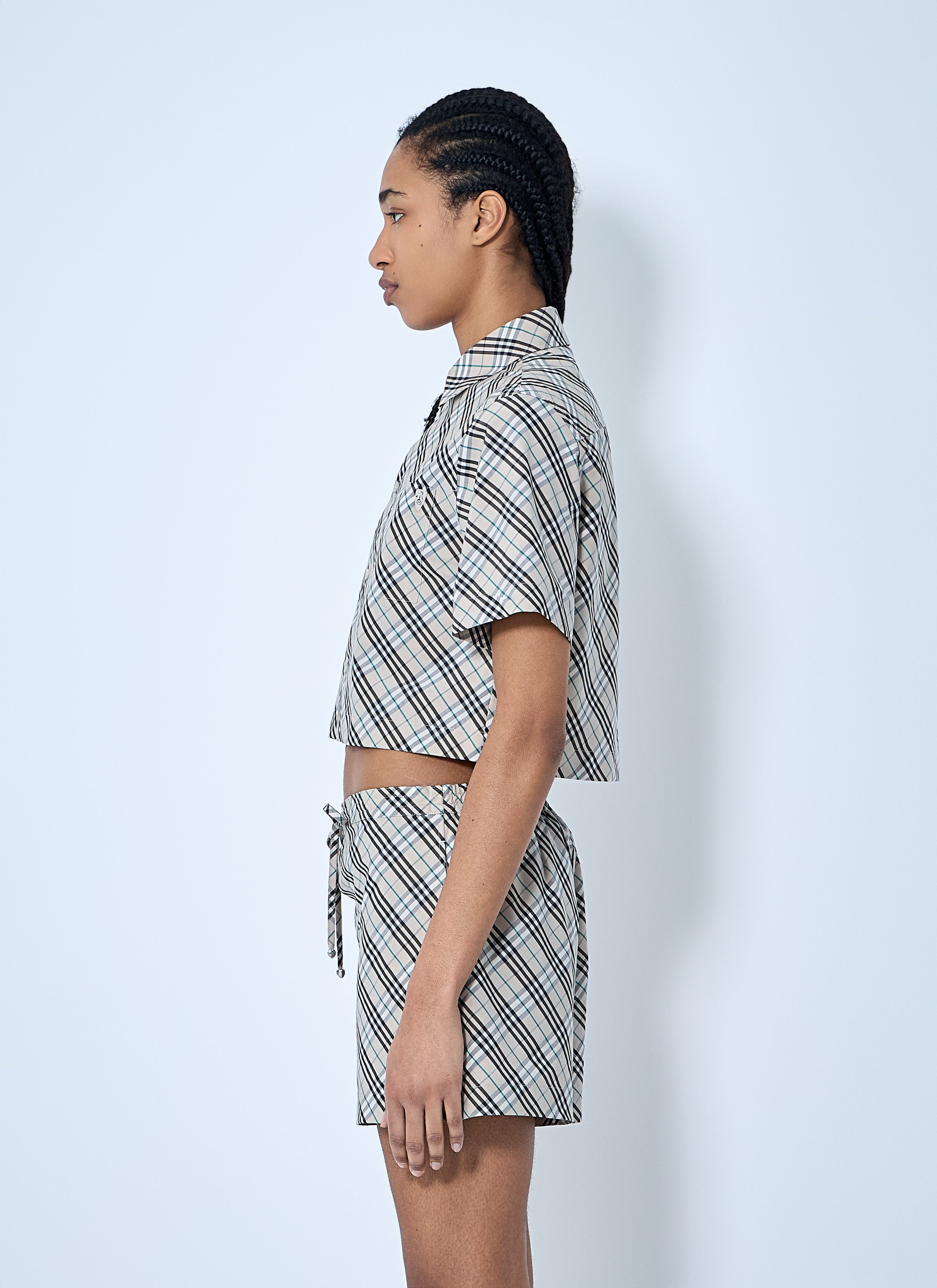 Women Crop Check Shirt