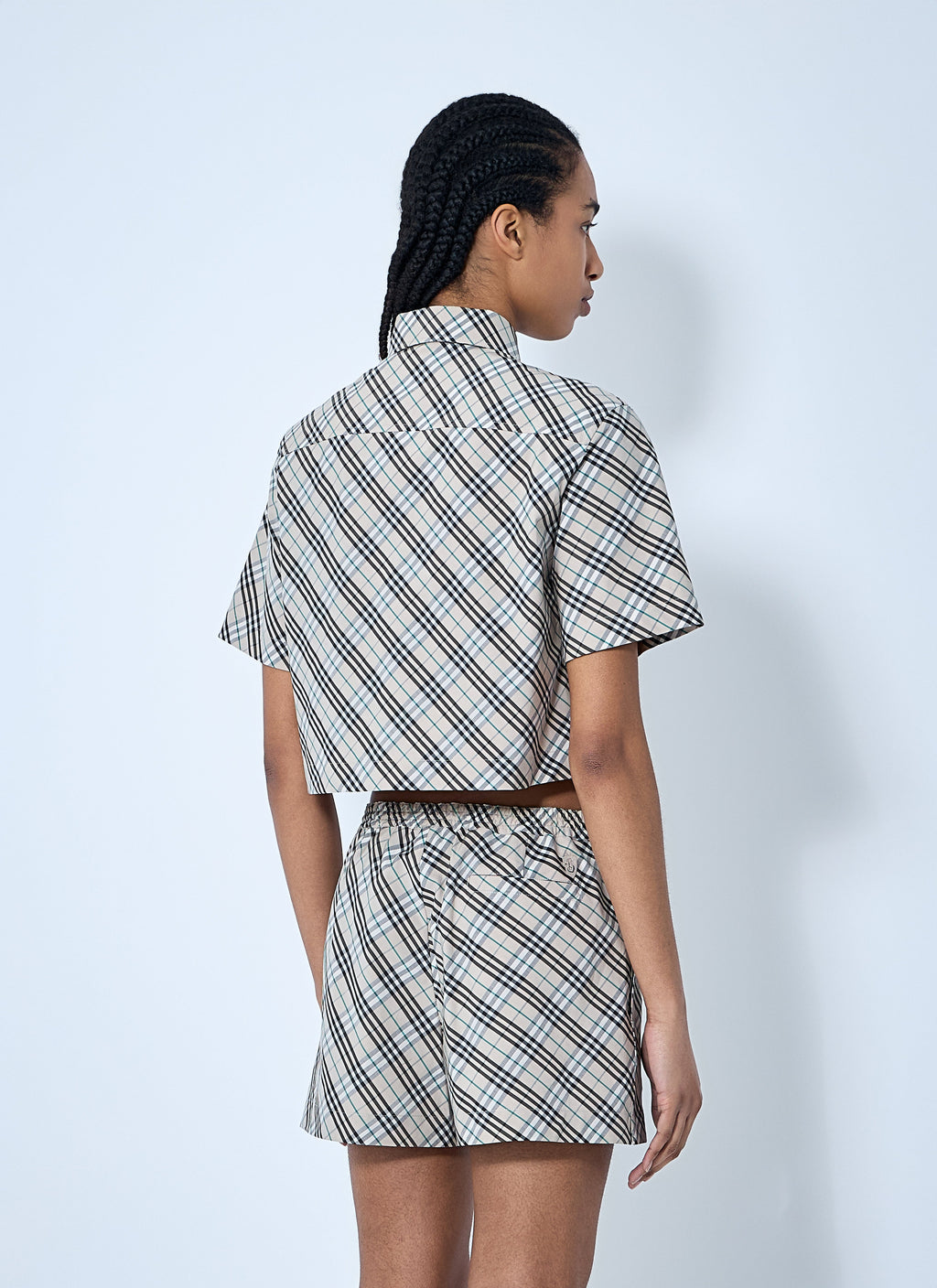 Women Crop Check Shirt