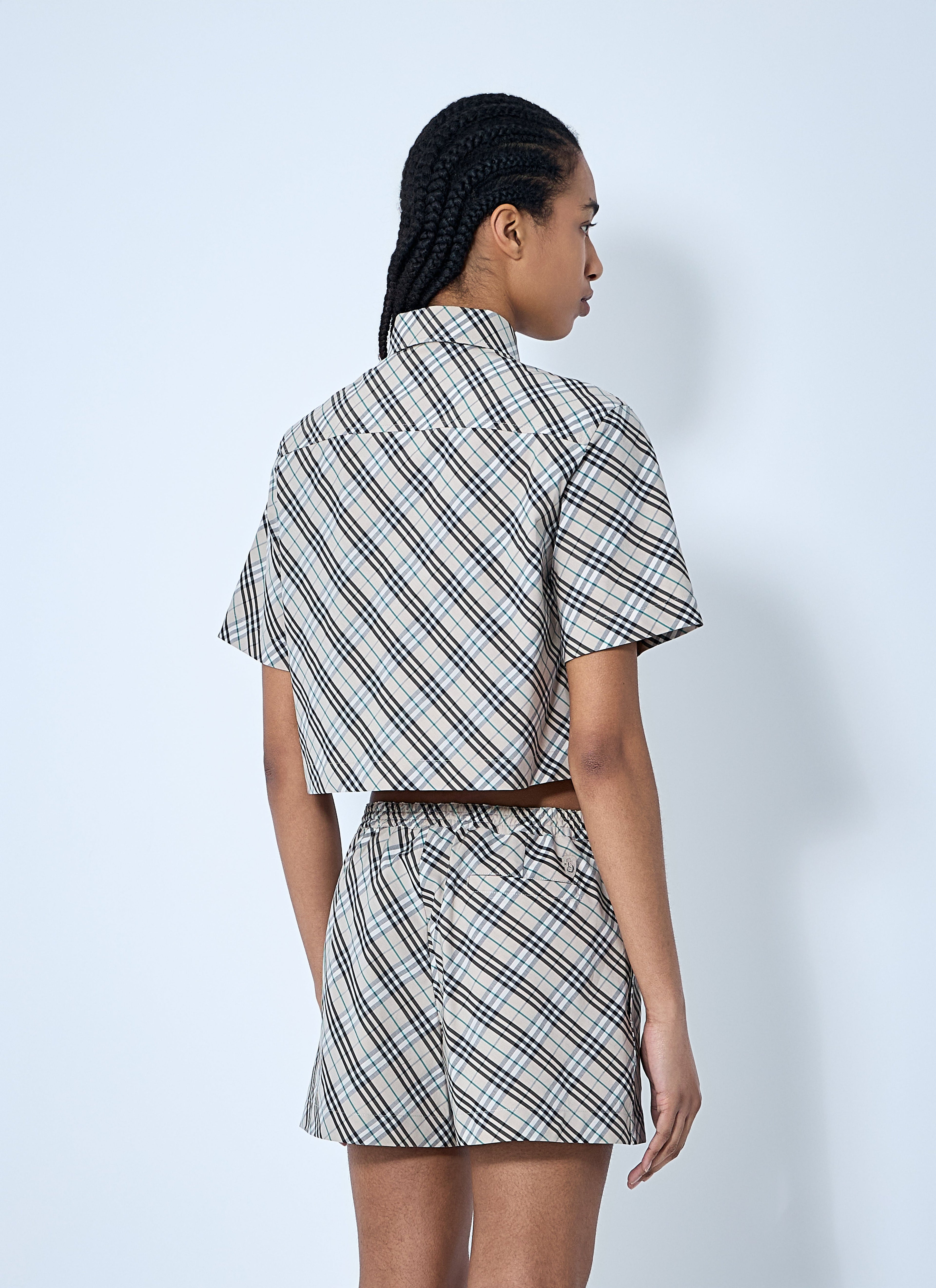 Women Crop Check Shirt