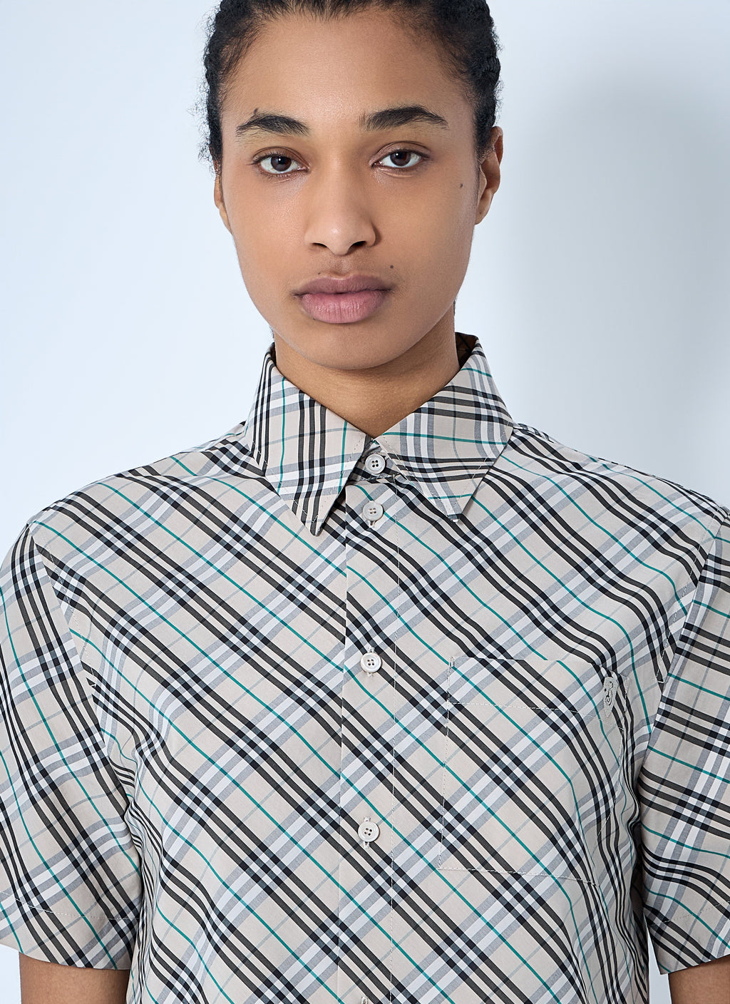 Women Crop Check Shirt