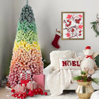 WONDERWALL ‘Noël DuBois’ 6 ft Flocked Artificial Christmas Tree – Rainbow
