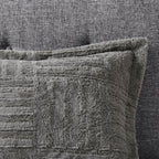 WONDERWALL 'Une Collection' Grey Fur Down Alternative Comforter Mini Set with Checkerboard Texture - Grey