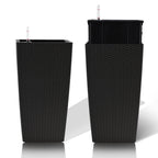 WONDERWALL 'Une Collection' Square Planters with Automatic Watering System - Faux Rattan, Pack of 2