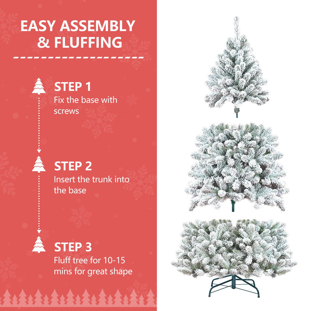 WONDERWALL ‘Noël DuBois’ 6 ft Flocked Artificial Christmas Tree – Green / White