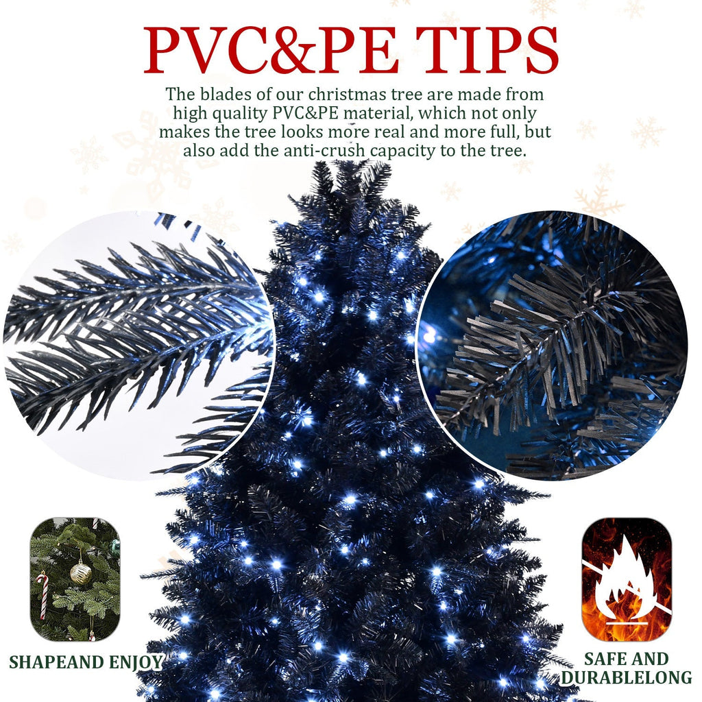 WONDERWALL 'Une Collection' 6-Foot Pre-Lit Black Christmas Tree with 350 LED Lights - Black