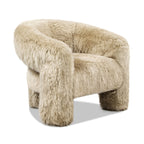 WONDERWALL 'Une Collection' Genuine Sheepskin Fur Split Barrel Back Accent Chair with Sculptural Base - Natural Blonde