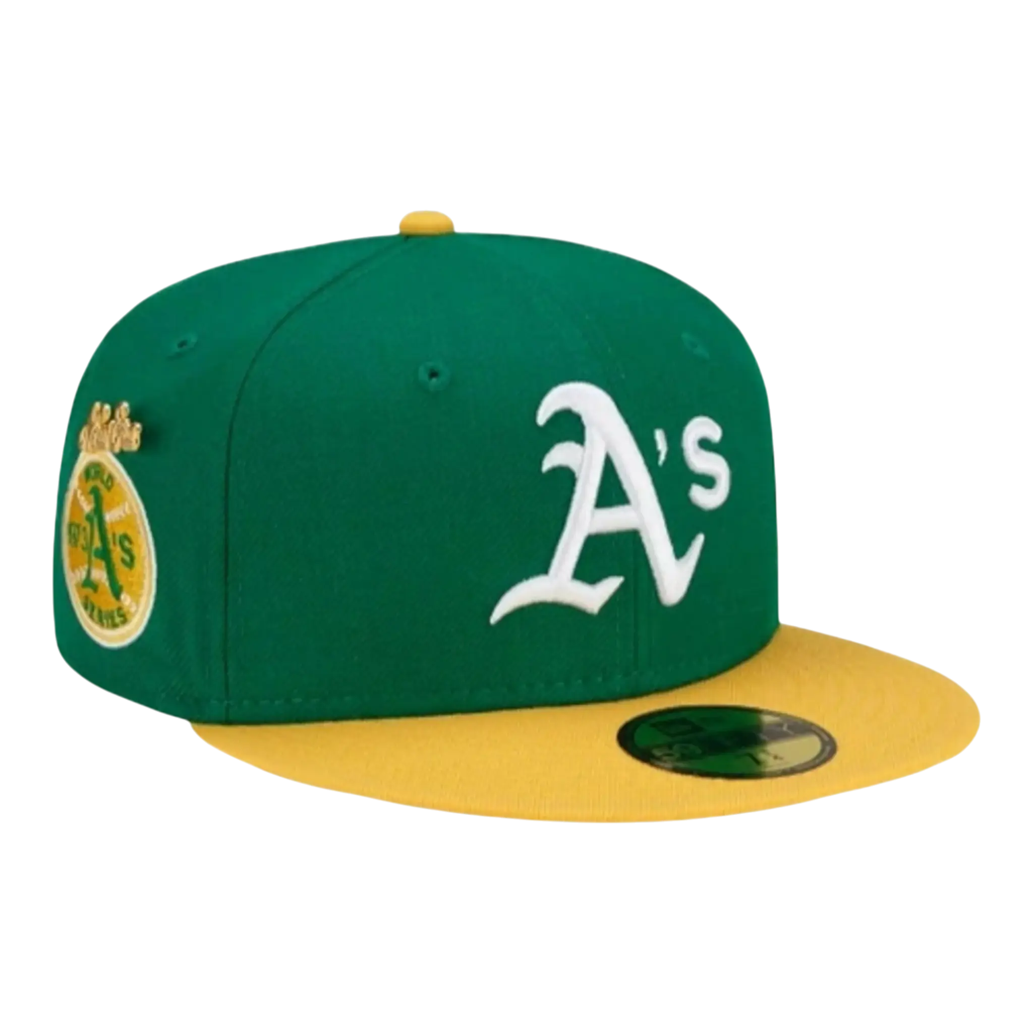 New Era 59Fifty MLB Oakland Athletics 1973 Logo History Fitted Hat Green/Yellow
