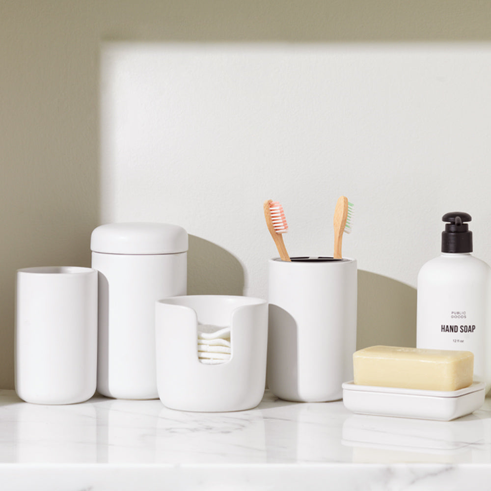 Toothbrush Set & Stoneware Toothbrush Holder
