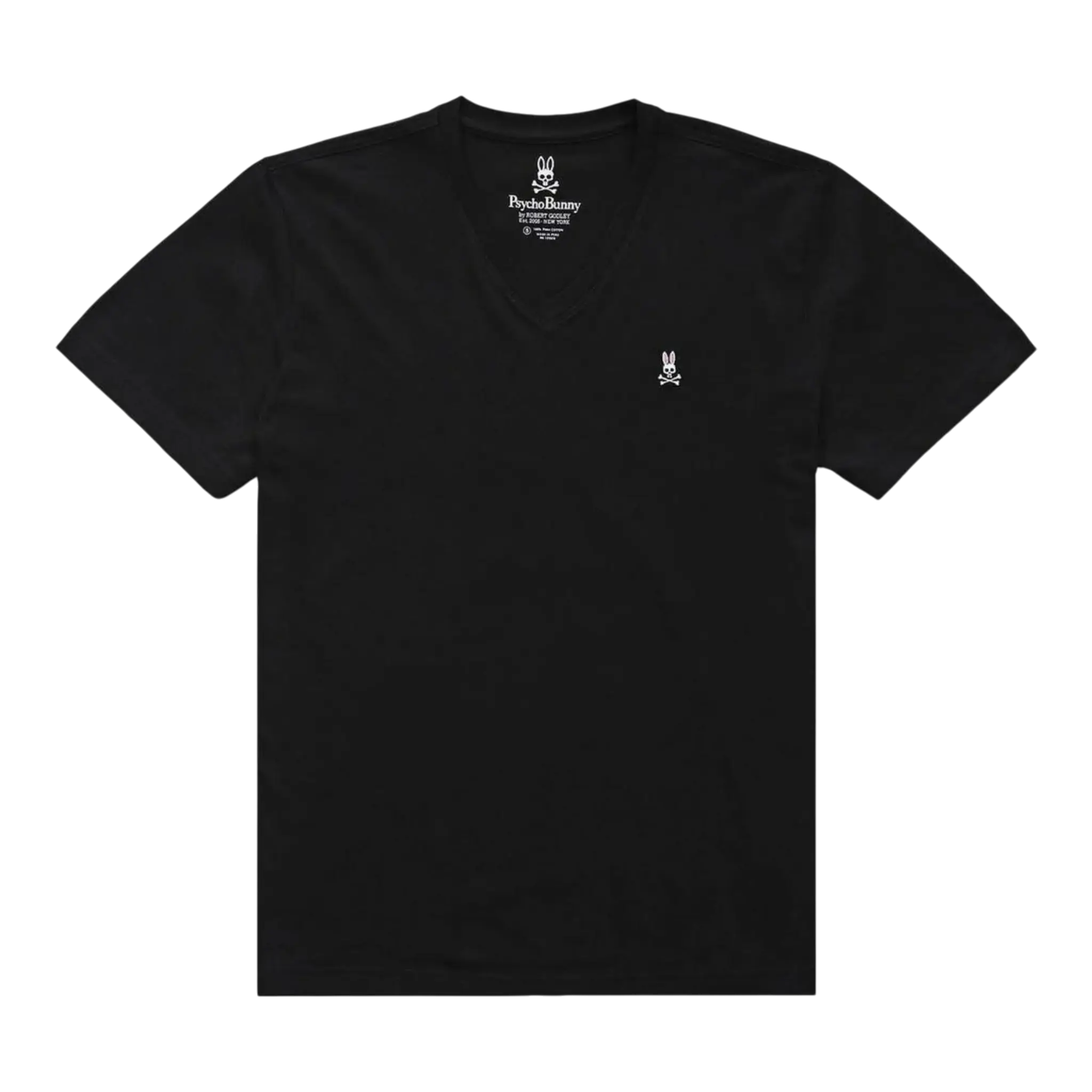 Psycho Bunny Classic V-Neck Men Big and Tall Tee Shirt Black