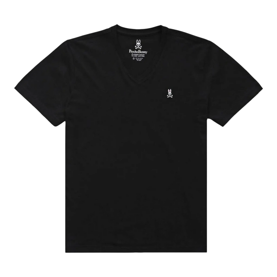Psycho Bunny Classic V-Neck Men Big and Tall Tee Shirt Black