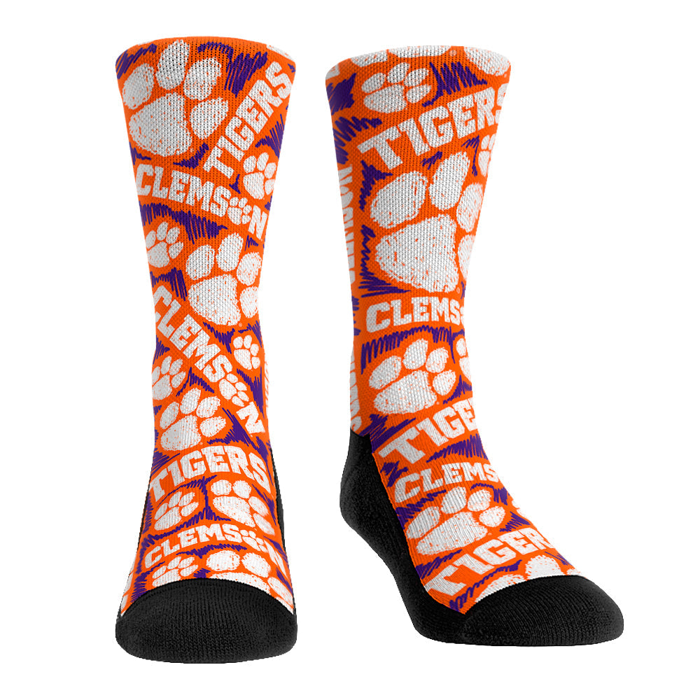 Clemson Tigers - Logo Sketch Crew Socks