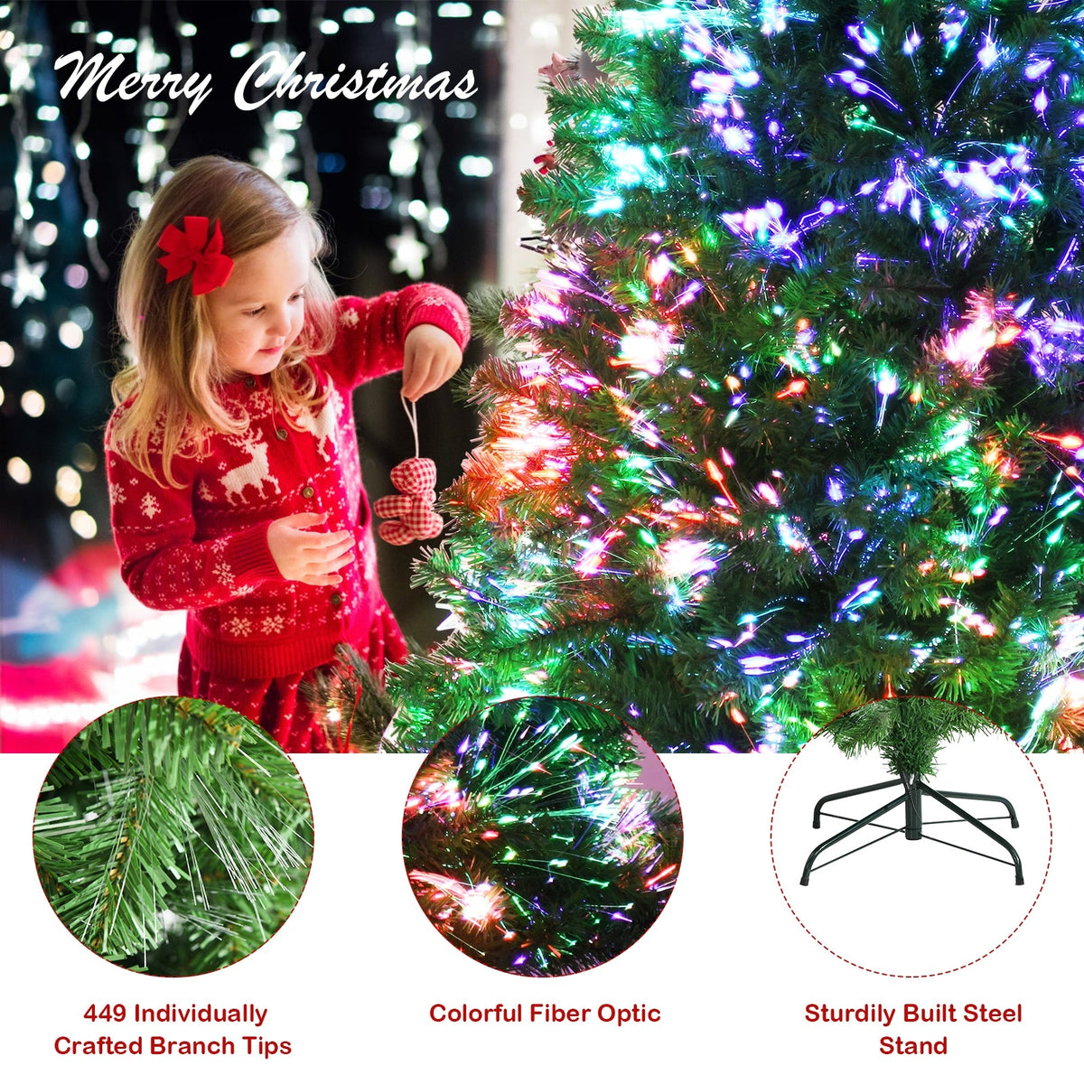 WONDERWALL ‘Noël DuBois’ Multicolor Fiber-Optic Artificial Christmas Tree — Multiple Sizes