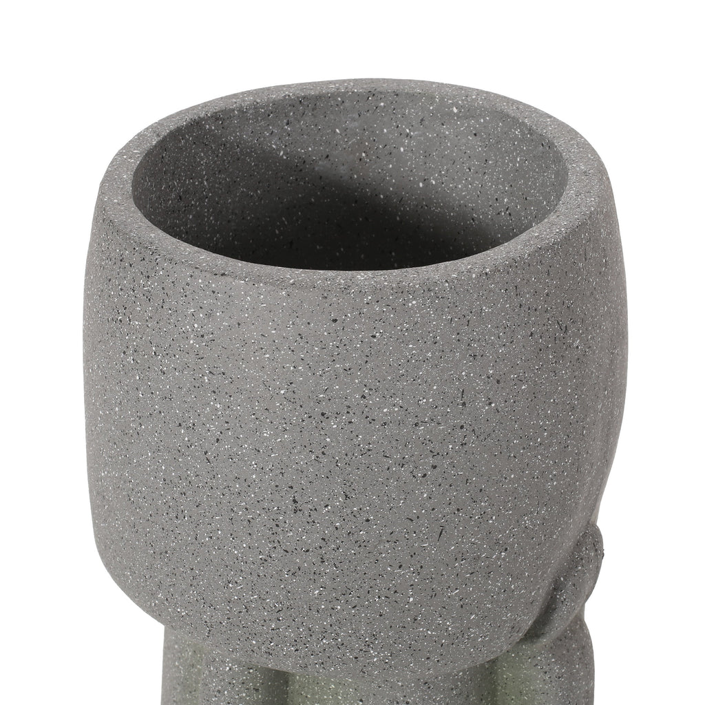 WONDERWALL 'Une Collection' Stone Gray Flower Planter with Textured Cast Stone Finish - Tall