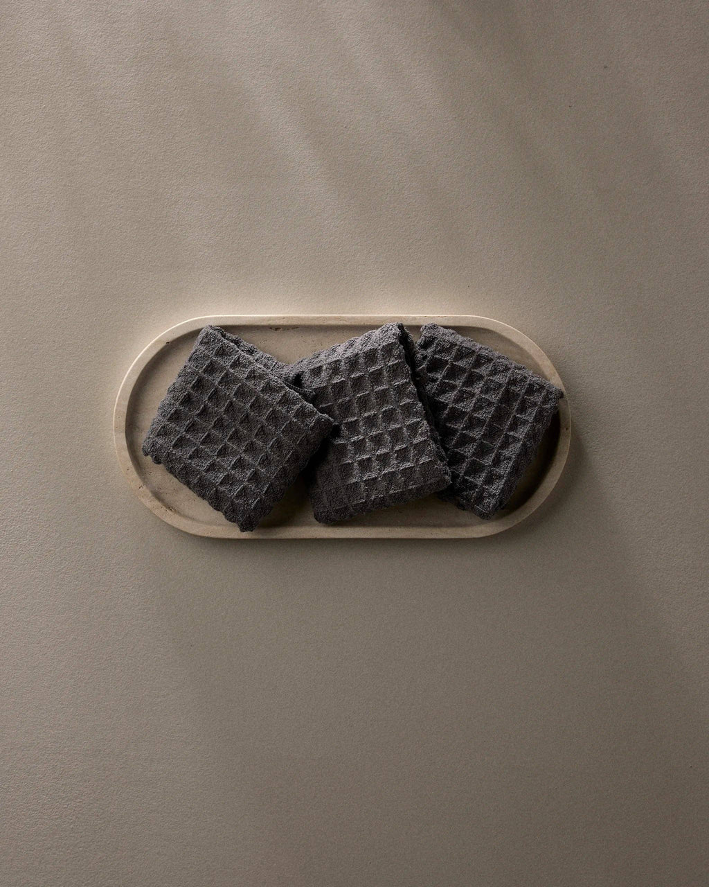 GEOMETRY Charcoal Waffle Washcloth Set of 3