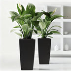 WONDERWALL 'Une Collection' Square Planters with Automatic Watering System - Faux Rattan, Pack of 2