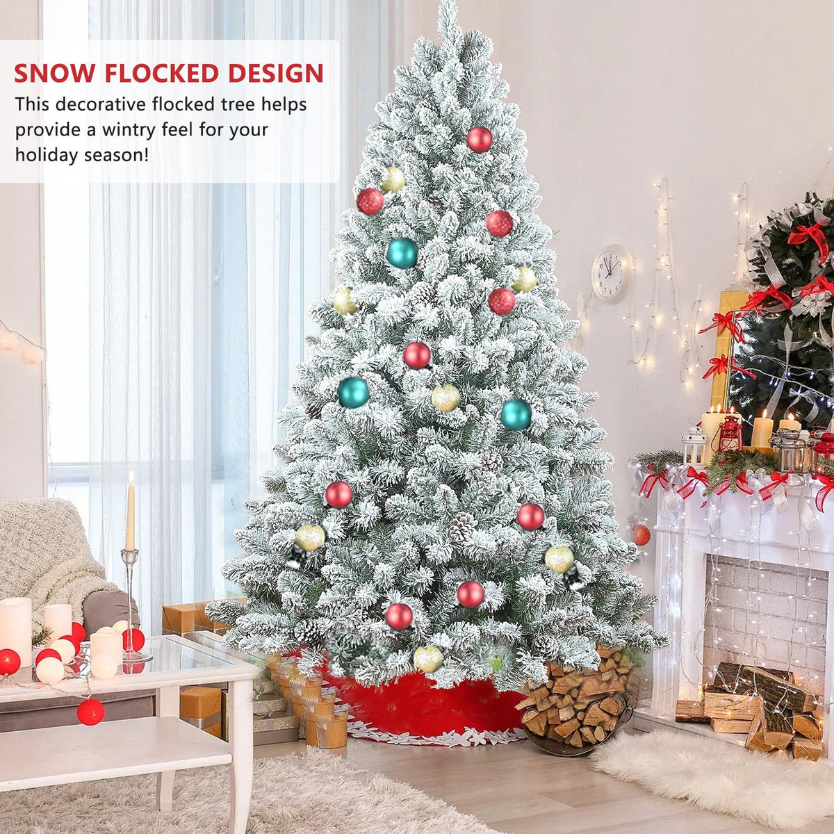 WONDERWALL ‘Noël DuBois’ 6 ft Flocked Artificial Christmas Tree – Green / White