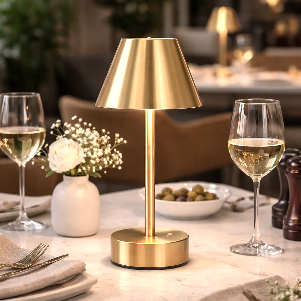 WONDERWALL 'Une Collection' Rechargeable LED Table Lamp with Touch Switch - Gold or Pearl Silver