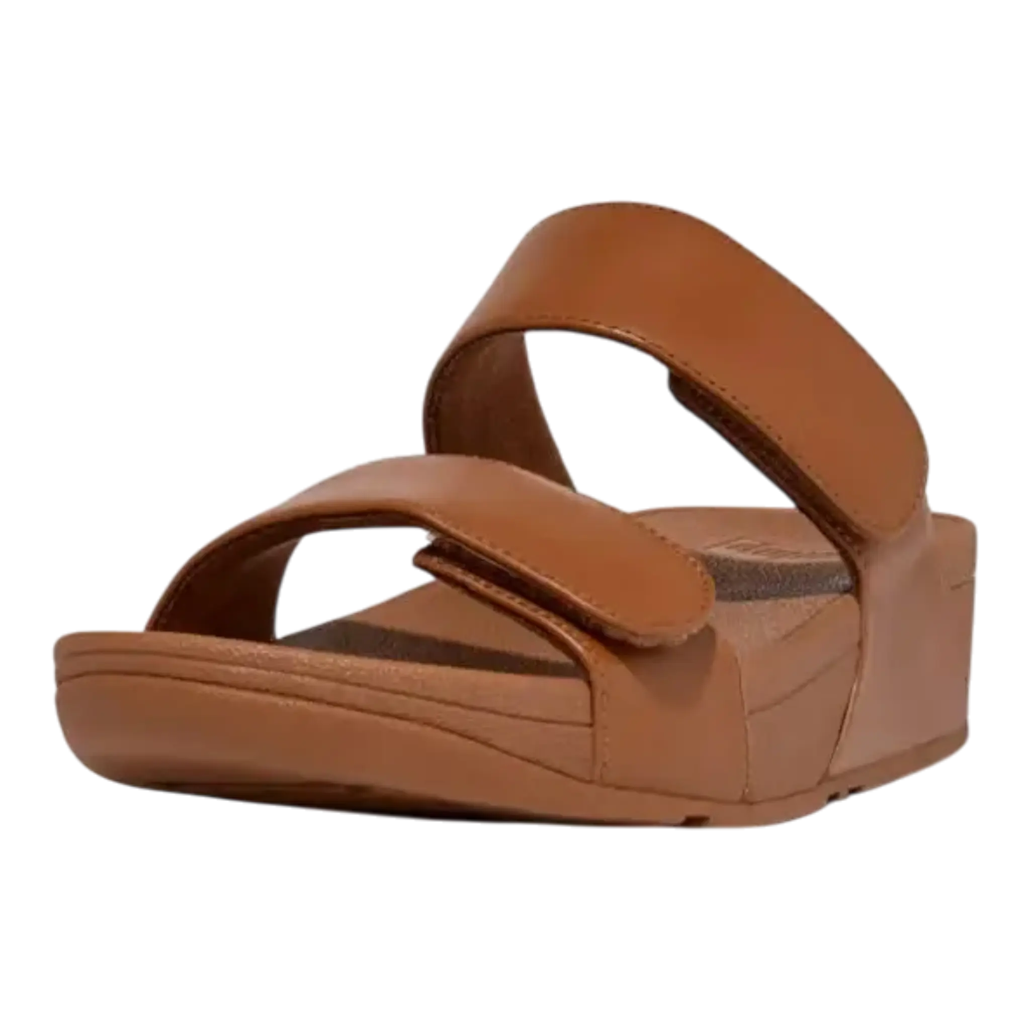 FitFlop Lulu Women Slides Sandals Light Tan Adjustable Leather Slip-On