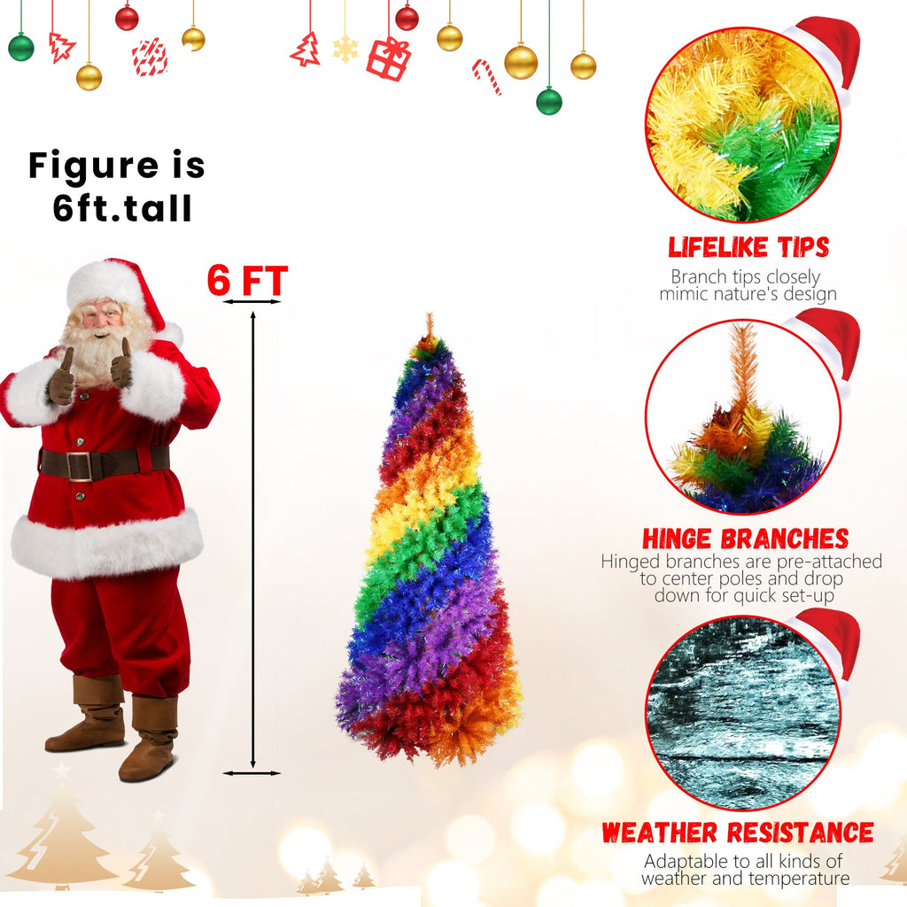 WONDERWALL ‘Noël DuBois’ 6 ft Artificial Christmas Tree – Rainbow