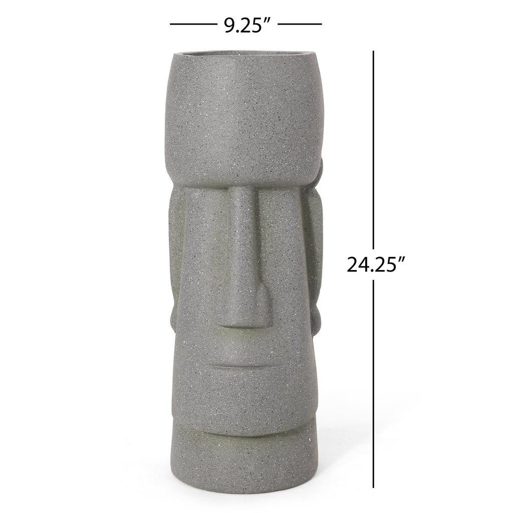 WONDERWALL 'Une Collection' Stone Gray Flower Planter with Textured Cast Stone Finish - Tall