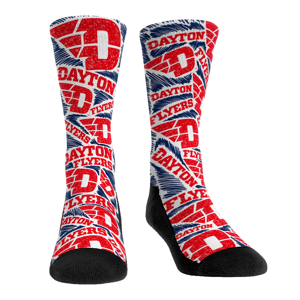 Dayton Flyers - Logo Sketch White Crew Socks