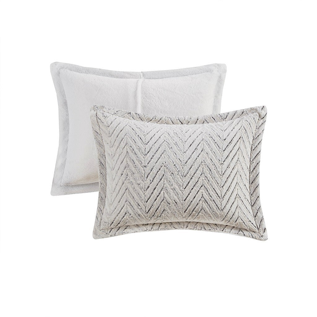 WONDERWALL 'Une Collection' Full/Queen Ultra Plush Down Alternative Comforter Set with Chevron Pattern - Ivory