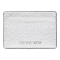 Michael Kors Jet Set Women Small Metallic Leather Card Case S Silver