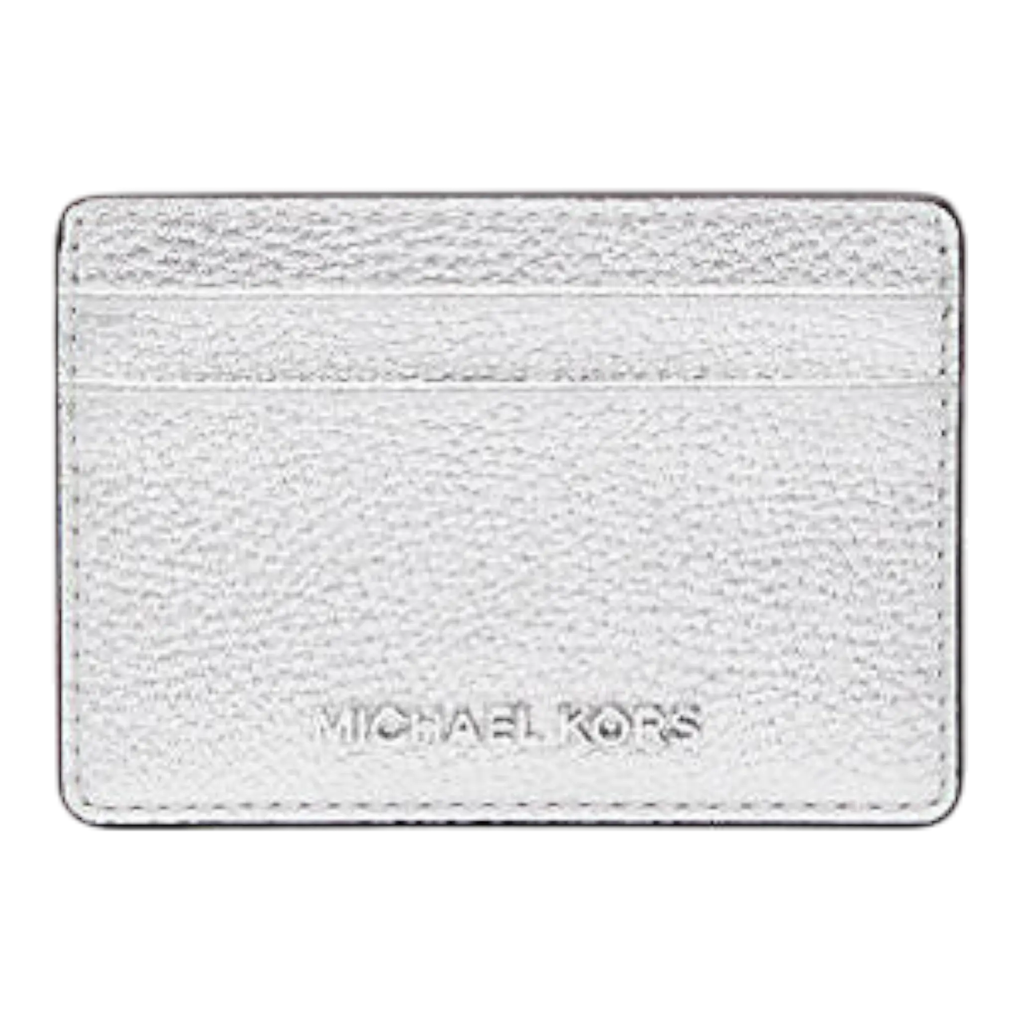 Michael Kors Jet Set Women Small Metallic Leather Card Case S Silver