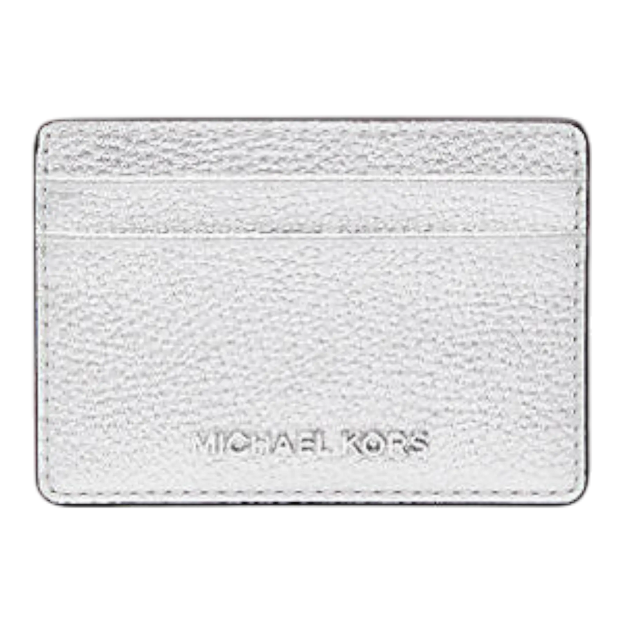Michael Kors Jet Set Women Small Metallic Leather Card Case S Silver
