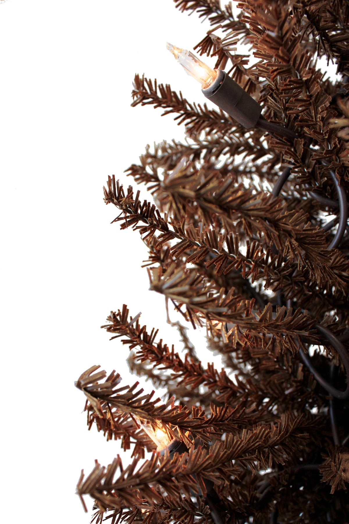 WONDERWALL ‘Noël DuBois’ 2-Foot Pre-Lit Brown Tabletop Christmas Tree with Burlap Base