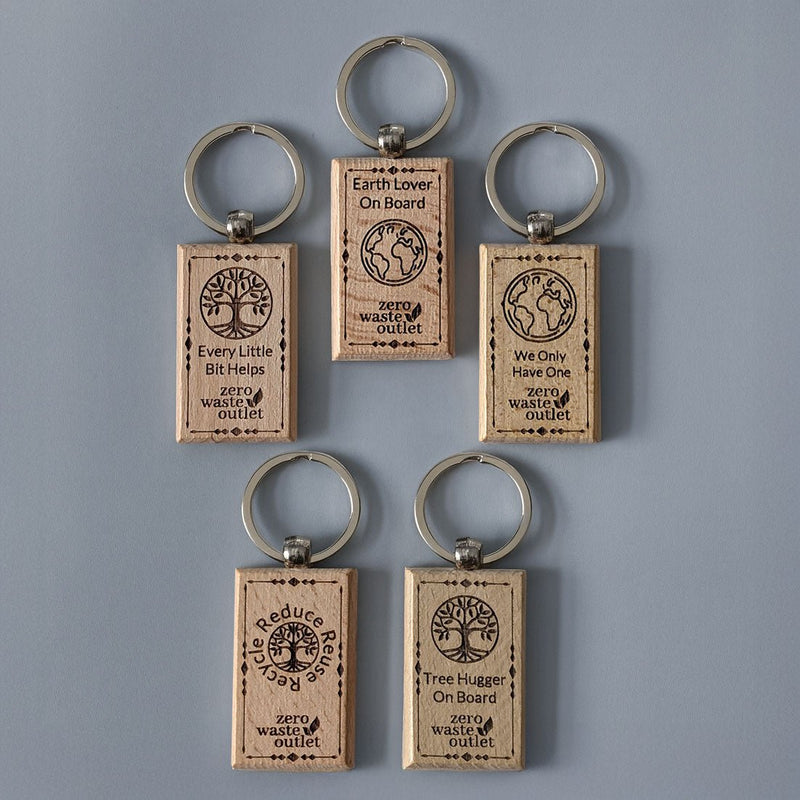 "Don't Forget Reusable Bags" Wooden Keychain