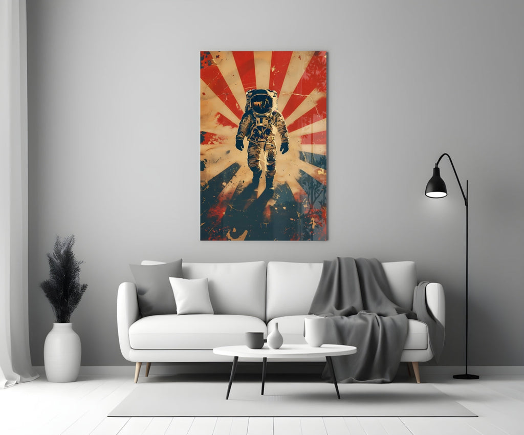 WONDERWALL ‘L’Atelier Fun Collection’ Retro Sun Rays Astronaut Glass Wall Art