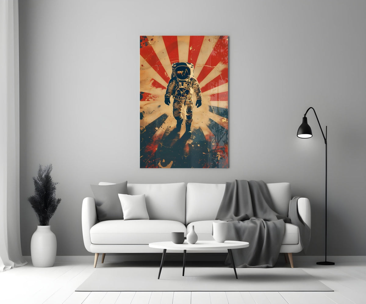 WONDERWALL ‘L’Atelier Fun Collection’ Retro Sun Rays Astronaut Glass Wall Art