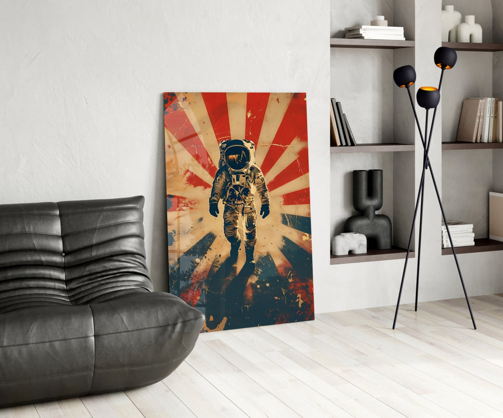 WONDERWALL ‘L’Atelier Fun Collection’ Retro Sun Rays Astronaut Glass Wall Art