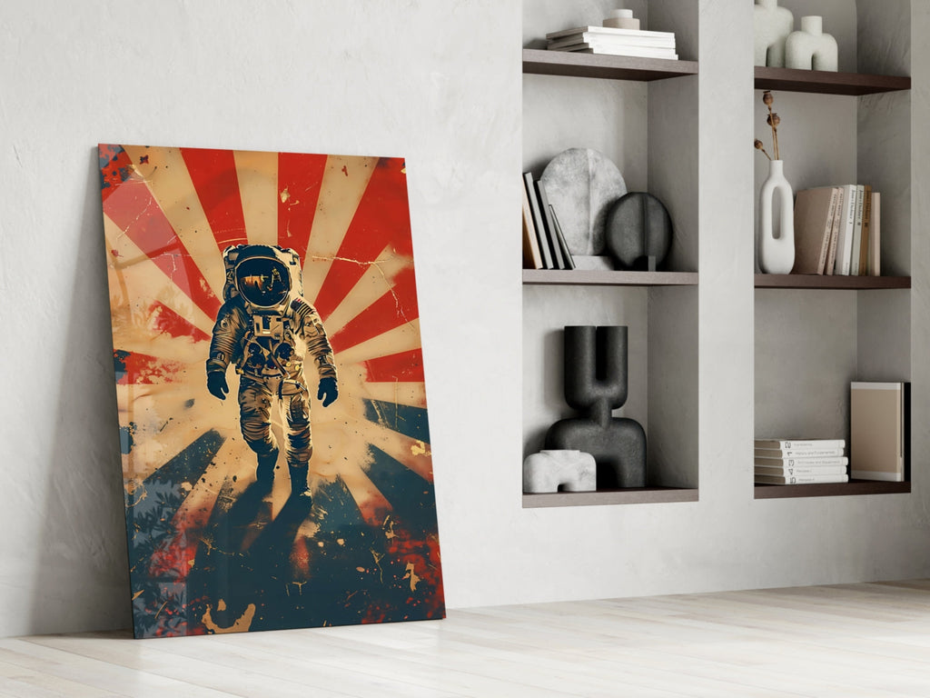 WONDERWALL ‘L’Atelier Fun Collection’ Retro Sun Rays Astronaut Glass Wall Art