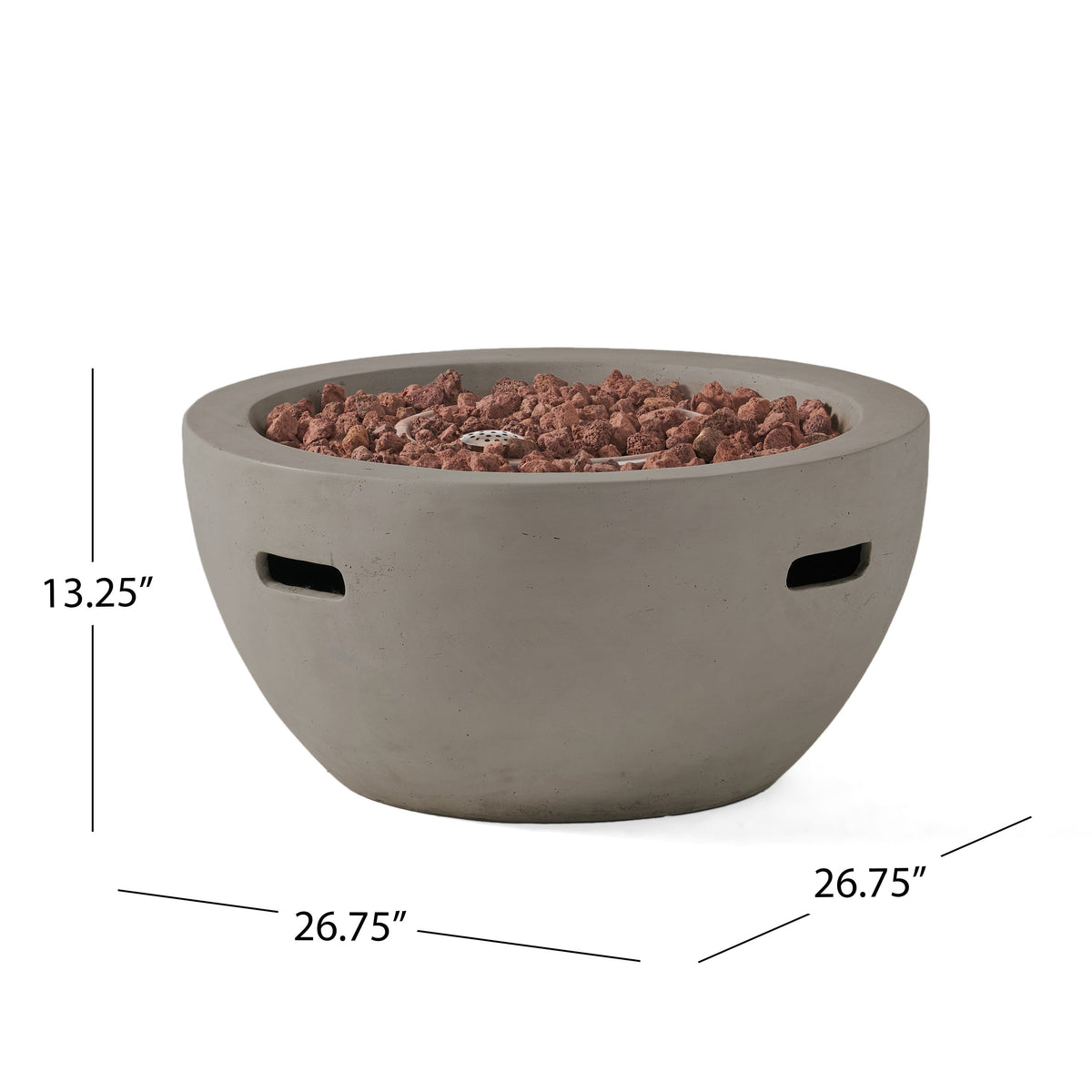 WONDERWALL 'Une Collection' 27" Bowl Propane Fire Pit with 40,000 BTU Output - Light Gray