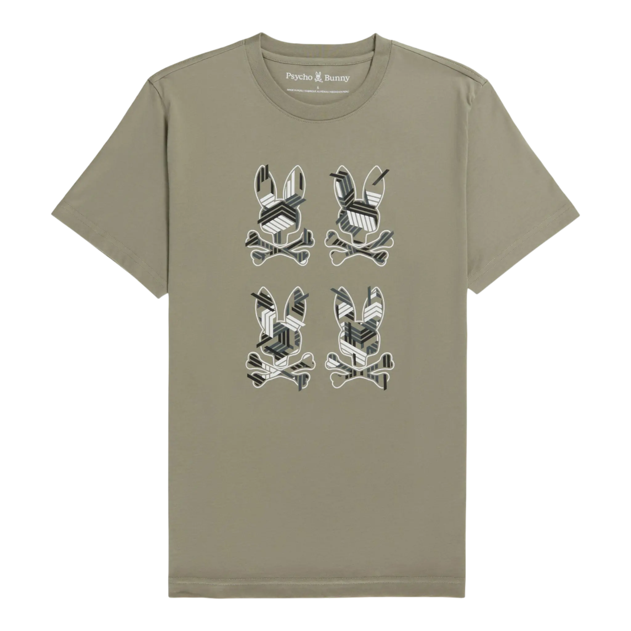 Psycho Bunny Plaza Graphic Men T‑Shirt Wet Sand