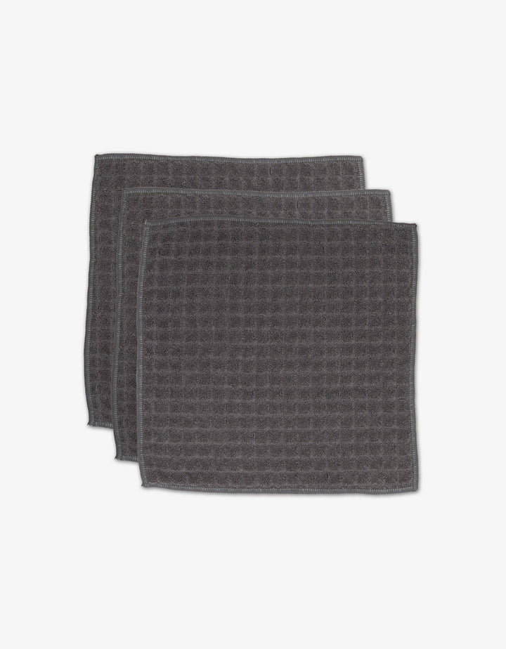 GEOMETRY Charcoal Waffle Washcloth Set of 3