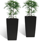 WONDERWALL 'Une Collection' Square Planters with Automatic Watering System - Faux Rattan, Pack of 2
