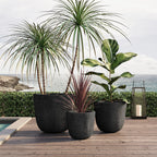 WONDERWALL 'Une Collection' Lightweight MGO Planter Set of 3 with Crackle Texture - Neutral