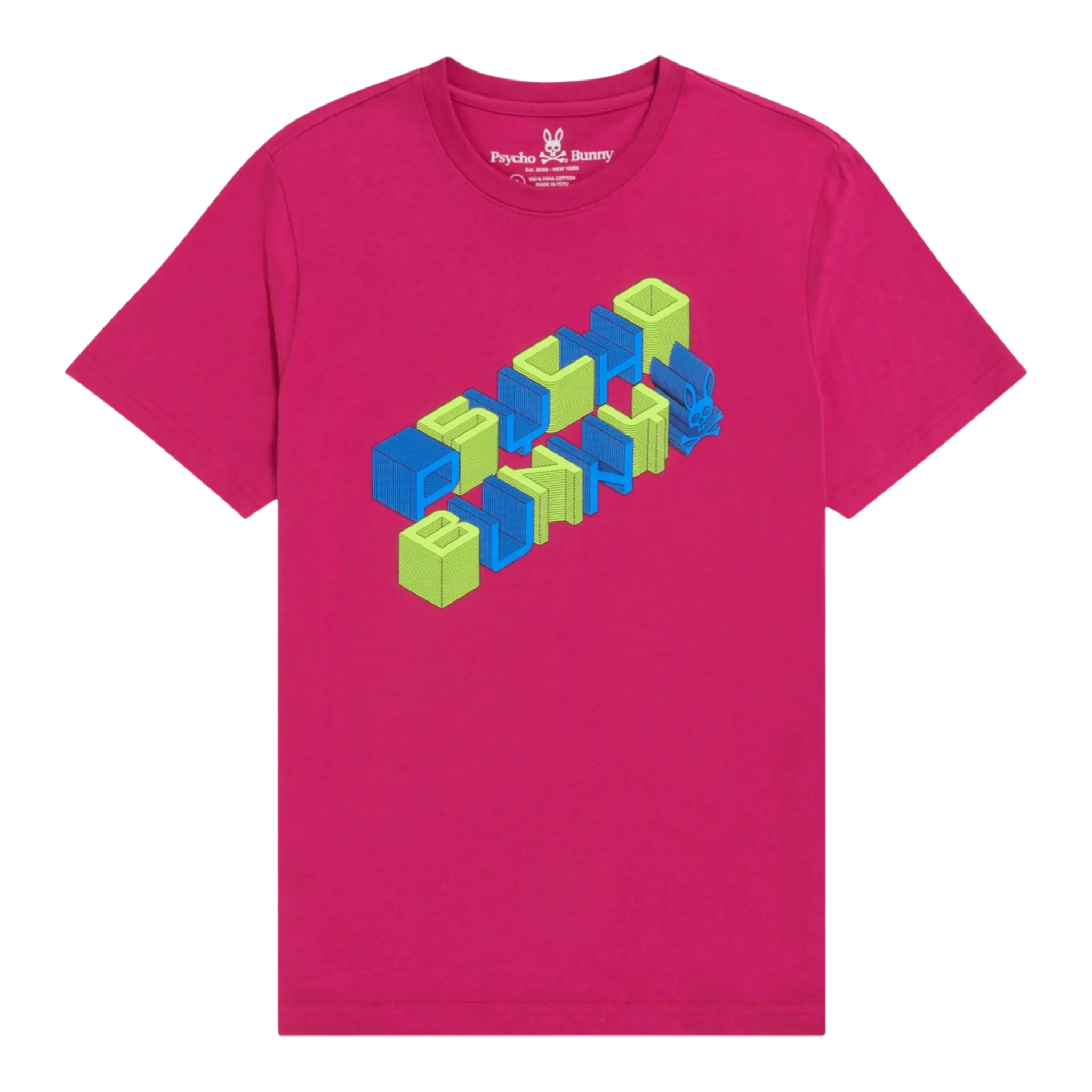 Psycho Bunny Jaxson 3D Men T-Shirts Magenta Storm