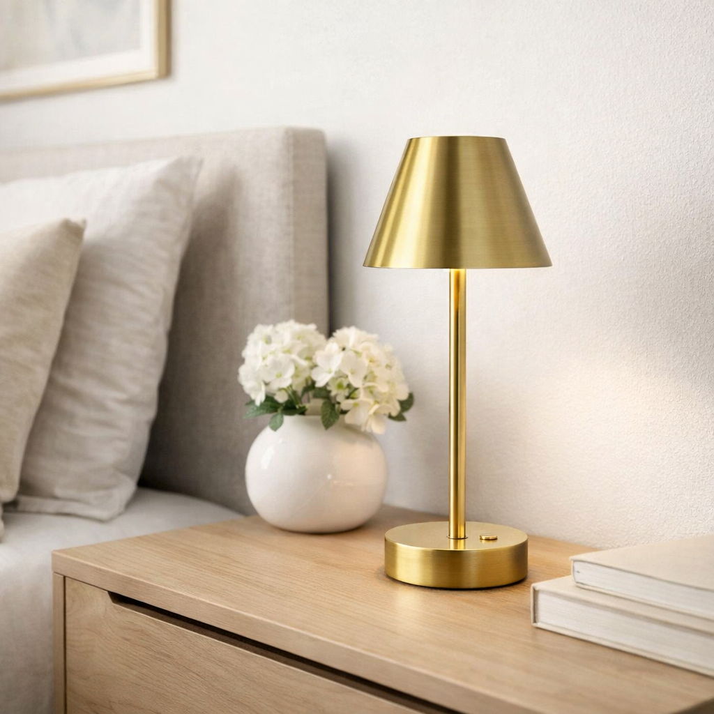 WONDERWALL 'Une Collection' Rechargeable LED Table Lamp with Touch Switch - Gold or Pearl Silver