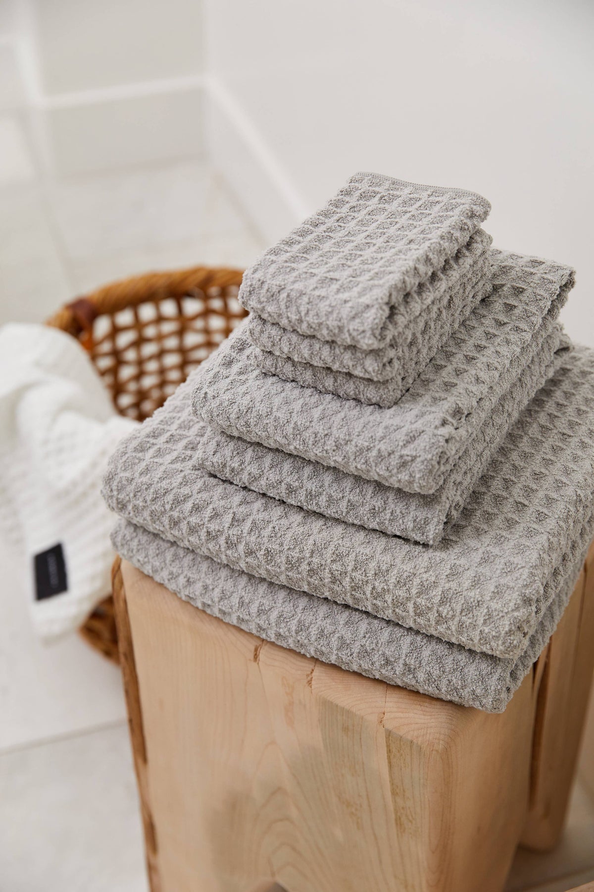 GEOMETRY Stone Waffle Hand Towel