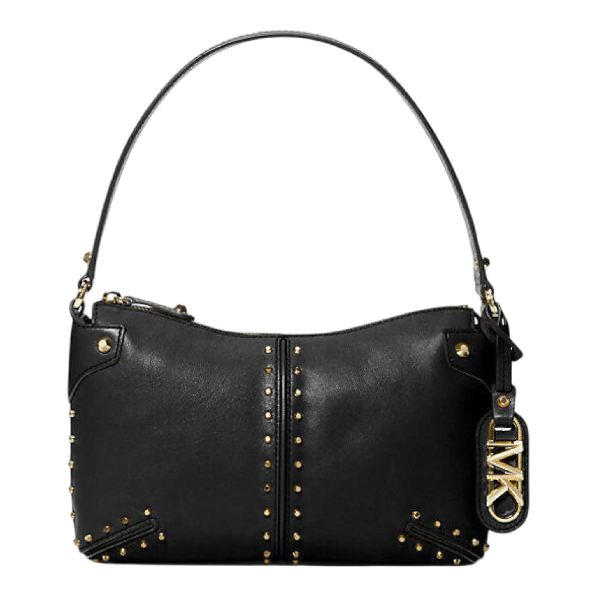 Michael Kors Astor Women Large Studded Leather Shoulder Bag Black