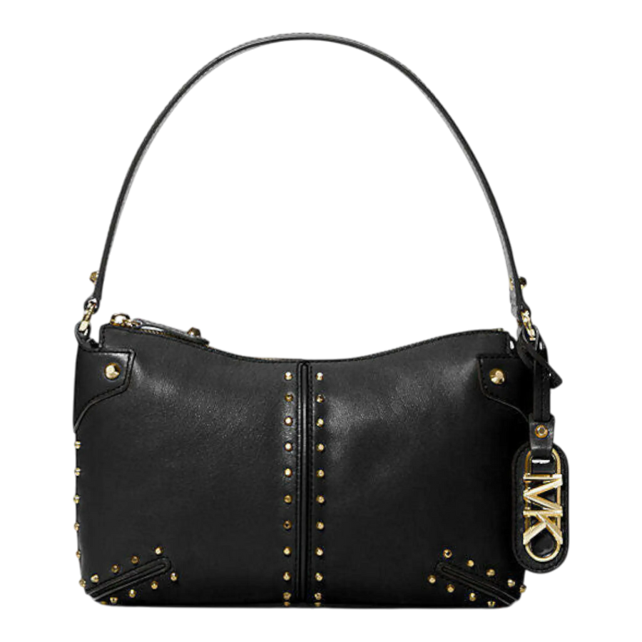 Michael Kors Astor Women Large Studded Leather Shoulder Bag Black