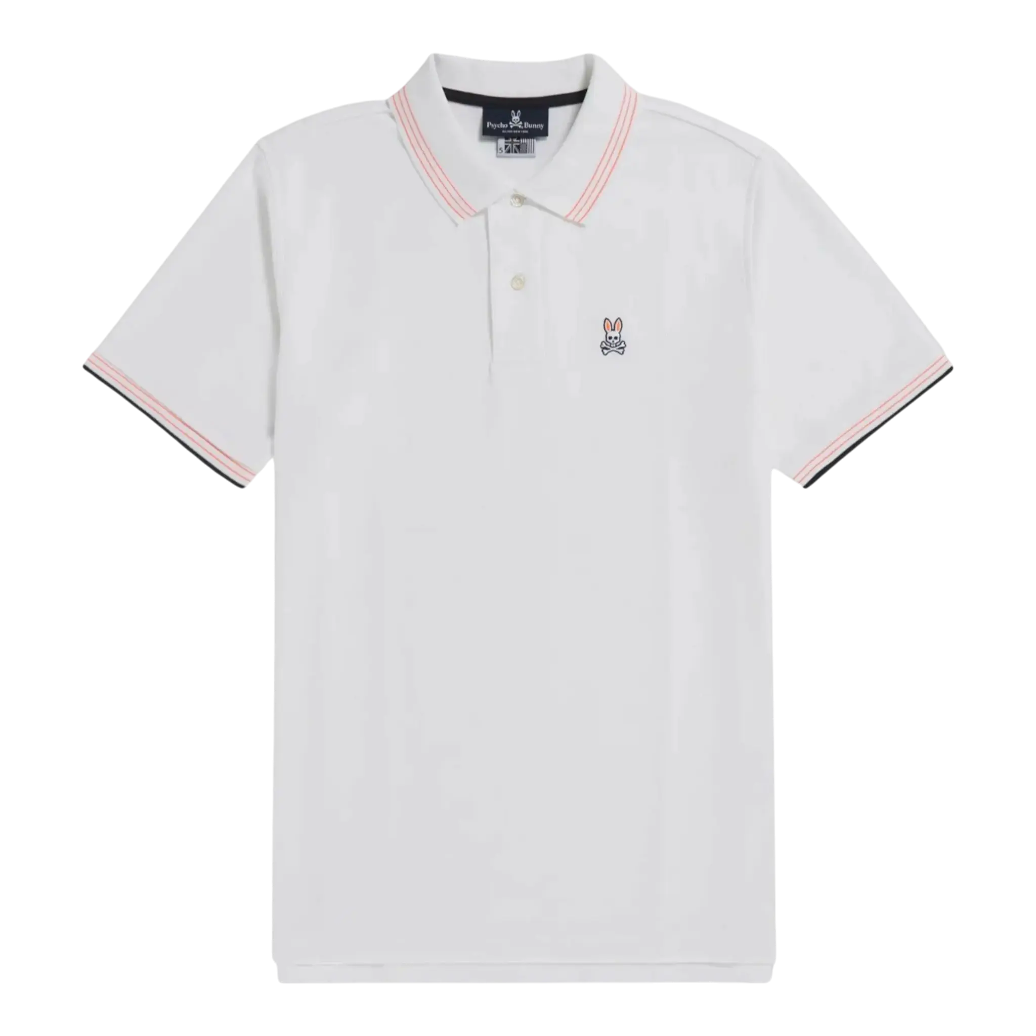 Psycho Bunny Anthony Neon Tipped Men Polo Shirt White/Neon Org