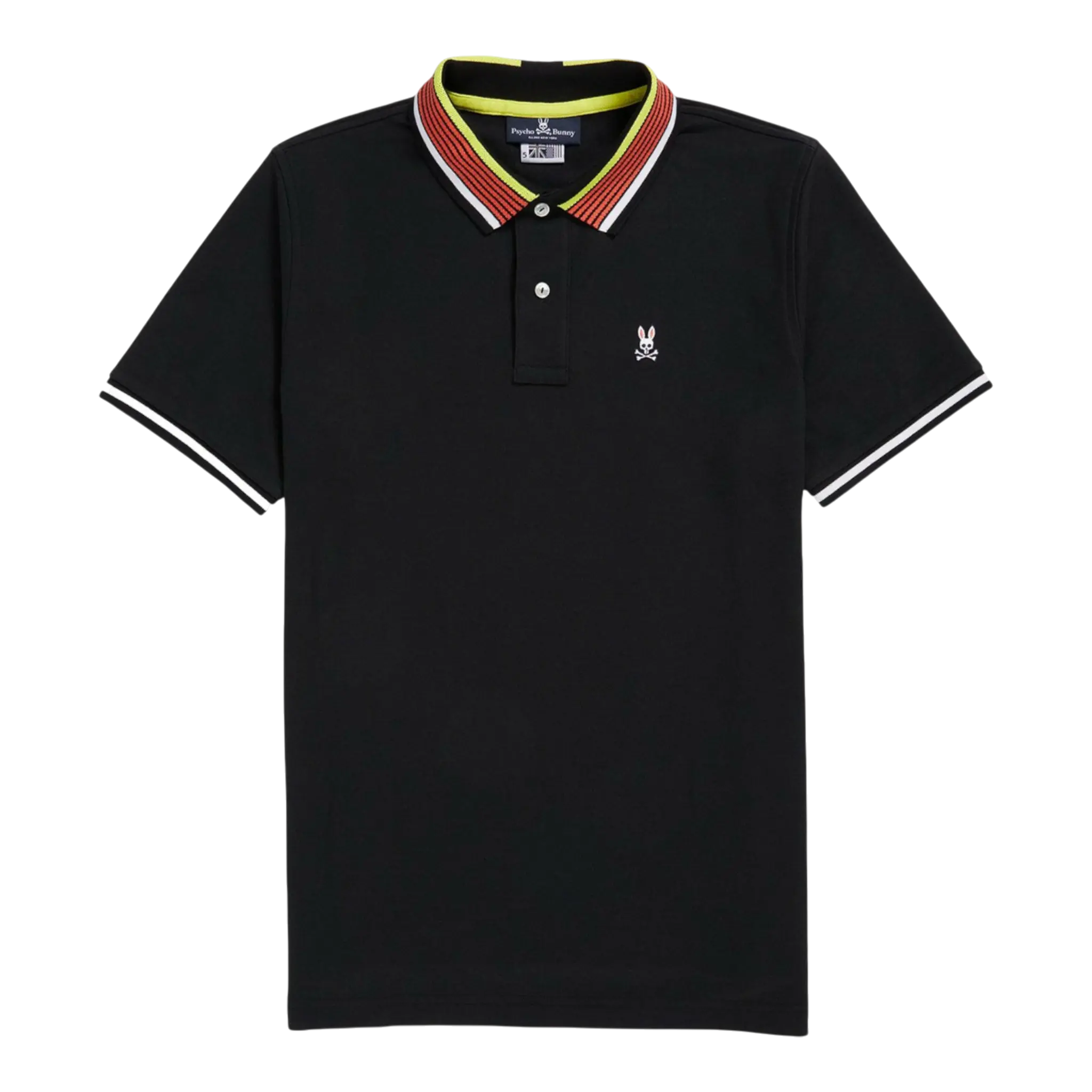 Psycho Bunny York Stripe Collar Men Polo Shirt Black