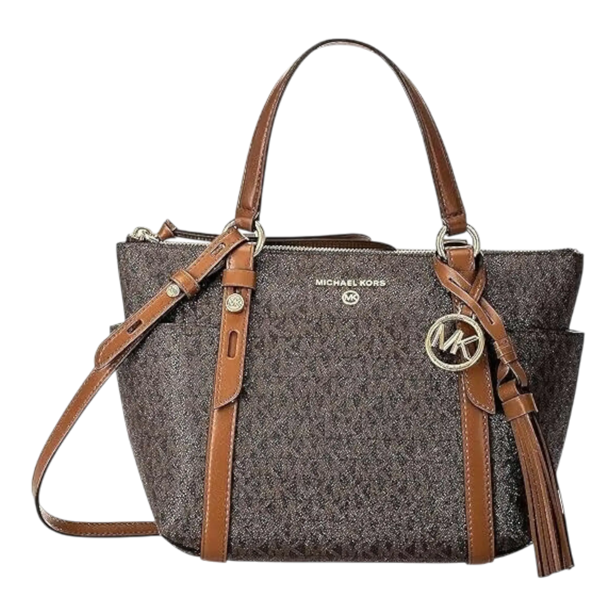Michael Kors Sullivan Women Small Tote Bag Brown Logo Print